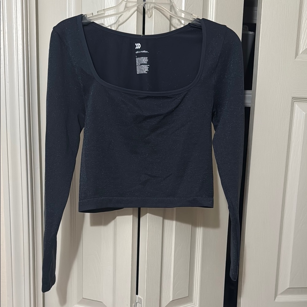 All in Motion Blue Long Sleeve Fitted Crop